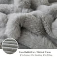 thumbnail image 5 of XeGe Set of 2 Fluffy Faux Rabbit Fur Pillowcases, Cozy Luxury Striped Plush Fuzzy Zippered Pillow Cases, Decorative Shaggy Furry Ribbed Long Pillow Shams Bedroom Living Room 20x36, King, Light Grey, 5 of 7