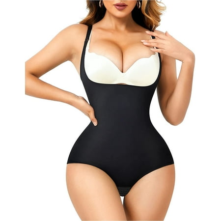 

CtriLady Shapewear Bodysuit for Women Tummy Control Waist Trainer Butt Lifter Fajas Colombianas Panty Stomach Seamless Body Shaper Slimming Jumpsuits(Black XS-S)
