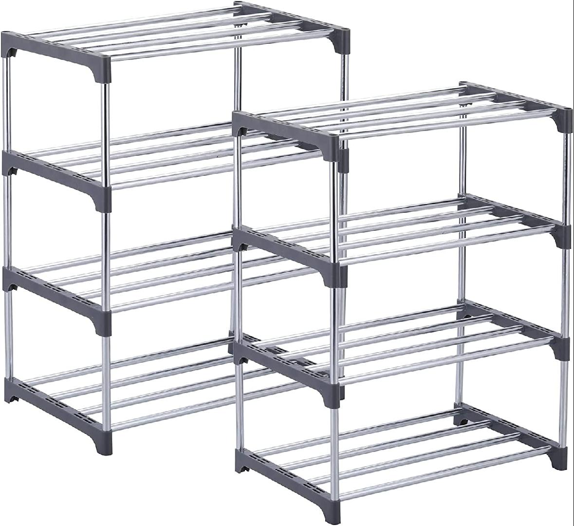 2 Pack Small Shoe Rack for Closet/Entryway/Hallway, 17.7 inch, 4Tier