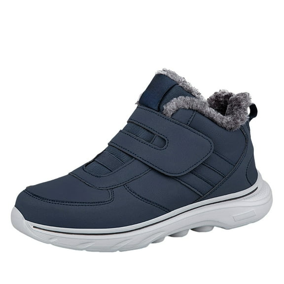 XIMIN Men Winter Snow Boots Waterproof Comfortable Warm Fur Lined Slip on Ankle Boots Wide Toe Box Shoe Minimalist Sneakers Lightweight Waterproof Outdoor Booties