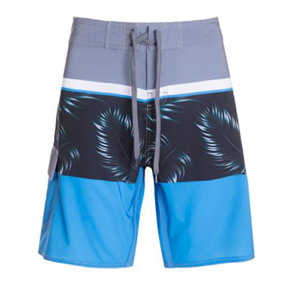 Hawks Bay Men's Swim Beach Board Shorts With Pockets Grey Blue 34 ...