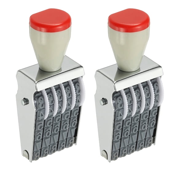 Uxcell 5 Digit Number Roller Stamp, 2Pcs Adjustable Rubber Stamp Symbol Office Date