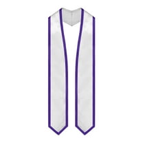 Endea Graduation White/Purple Plain Graduation Stole with Trim Color  Classic End
