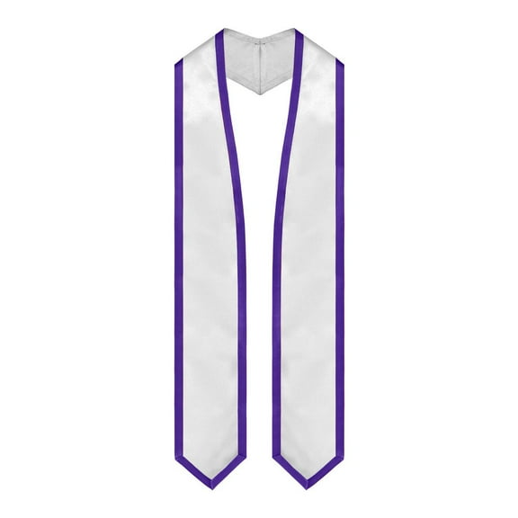 Endea Graduation White/Purple Plain Graduation Stole with Trim Color  Classic End