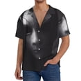 thumbnail image 7 of Lsque Mystical Masked Figure Monochrome print Men's Cuban Collar Short Sleeve Shirt Summer Beachwear Casual Button Down Fashionable Vacation Leisure Shirt-Medium, 7 of 7