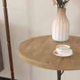 thumbnail image 3 of GZXS 15.75" Round Accent Side Table, Small Vintage Industrial End Table with Bark-Textured Top, Metal Pedestal Base w/ Tree Branch & Bird Design, for Corners and Small Spaces (Natural), 3 of 7
