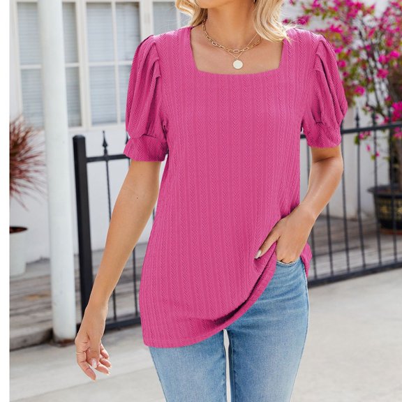 Women's New Spring And Summer Round Neck Shirt Popular Button Decoration Short Sleeved T Top Casual T Shirt for Women Womens T Shirts Casual Short Sleeve Tee Shirt Women Womens Athletic Shirts Short