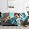 thumbnail image 2 of Fotbe Stylish Dog in Denim Outfit Manta de Franela con Estampado, Manta Ultrasuave para Cama, Sofá, Auto, Hipoalergénica y Antibolitas-50"x40", 2 of 6