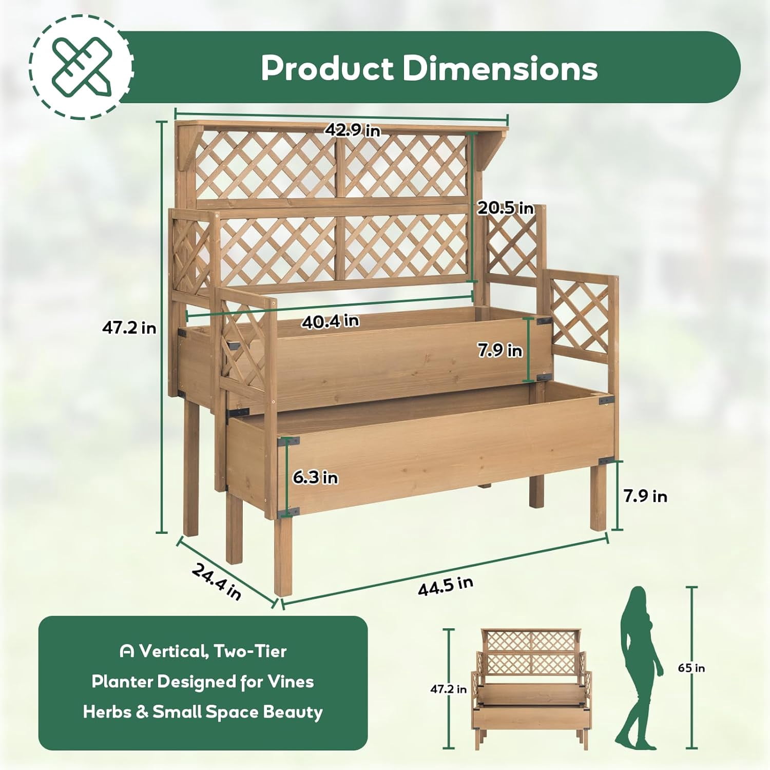 PETSCOSSET Raised Garden Bed with Trellis & Top Shelf, Outdoor Elevated Planter Box for  Plants, Vegetables, Herbs