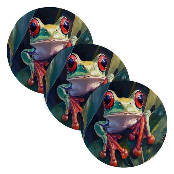 BZSMCE Mats for Pots,Pans Place Green Frog Plainting Simple Style Pattern Pot Mats