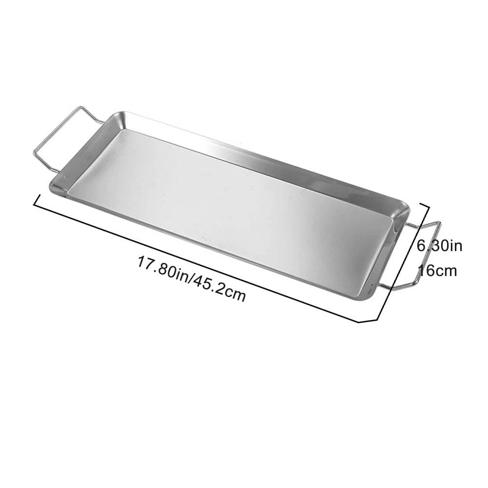 Yvsxxv Stainless Steel Griddle Plate Rectangle Griddle Plancha with Handles for Most BBQ Gas Grills and Charcoal Grills