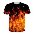 thumbnail image 5 of Men 3D Flame Graphic Crew Neck T-Shirt, Loose Fit Short Sleeve Cool Fire and Fierce Cat Print Basic Tee Summer Daily Casual Streetwear Tops(Orange,XXXL), 5 of 5