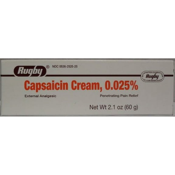 5 Pack Rugby Capsaicin Cream Pain Relief 0.025% 2.1 Oz Each