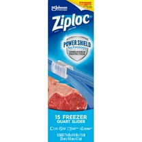 Ziploc Freezer Quart Slider Storage Bags with Power Shield Technology 15 Count