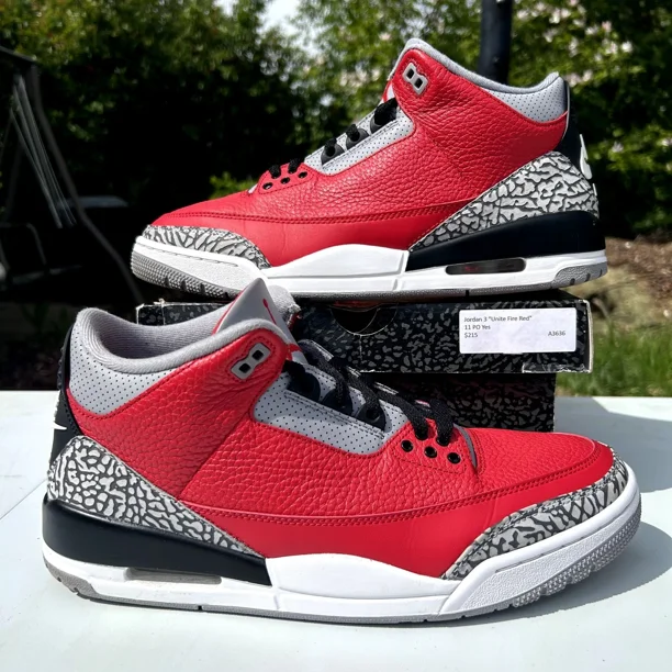 Ni - ke Ni - ke Air Jordan 3 Retro SE Unite Fire Red Cement Mens 11 CK5692-600 Sneaker OG