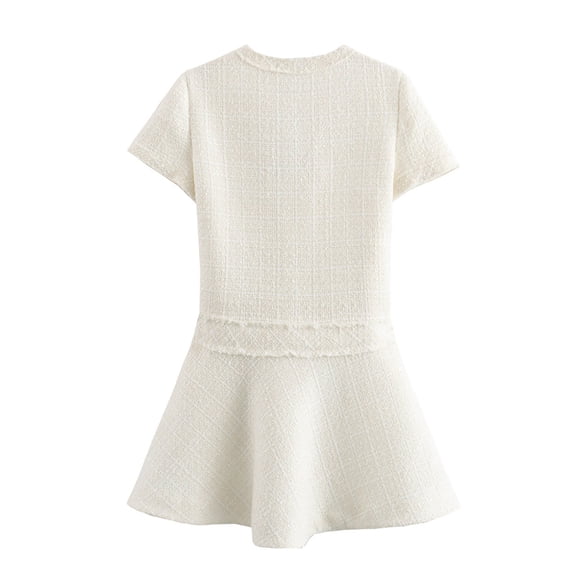 Women's Casual Dress Light Mature Fashion Texture Small Fragrance Solid Color Short Sleeve Elegant Comfortable Summer Outfit