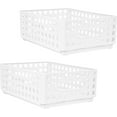 thumbnail image 1 of SAYEEC 2 Pack Mini Foldable Plastic Baskets for Organizing Collapsible Crate with Handle Stackable Storage Bin Small Storage Container Box Caddy Desk Drawer Organizer for Home Office Classroom (White), 1 of 7