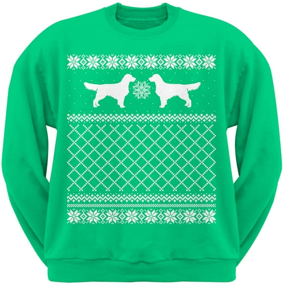 Golden Retriever Green Adult Ugly Christmas Sweater Crew Neck Sweatshirt