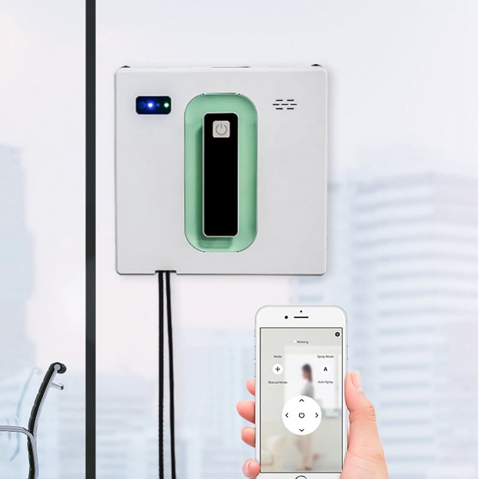 Window Cleaning Robot Dual Water Sprayer,  Anti-Falling High Suction Smart Window Cleaner Vacuum for Interior/Exterior Highrise Windows Tuya APP / Remote Control Voice Assistant