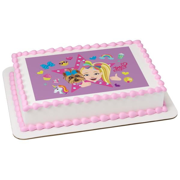 Icing edible Round Cake topper JoJo Siwa Jo Bow Personalised Custom Pink wafer 