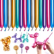 SPECOOL Balloons for Balloon Animals, 100PCS Long Twisting Balloons Kit , Metallic 260 Latex Balloons, Kit for Making Animal Magic Chrome Balloons Mixed Color for Birthday Wedding Festival Party