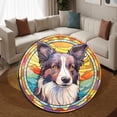 thumbnail image 3 of Circle Area Rug, Border Collie2 Washable Non-Slip Floor Carpet, Soft Rug for Living Room Bedroom Decor 71 Inch, 3 of 6