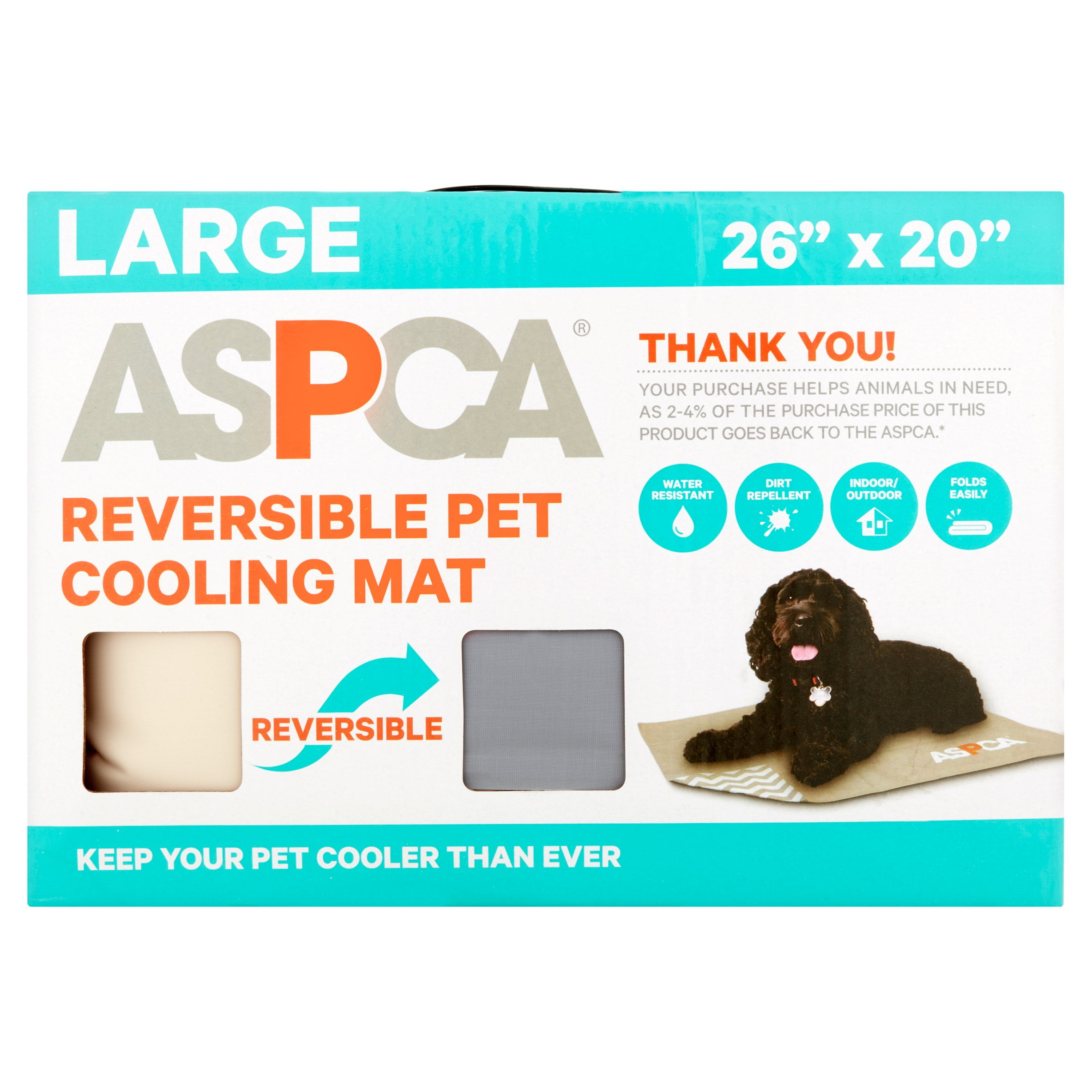 ASPCA Reversible Pet Cooling Mat, Gray Solid, Large, 26"x20"