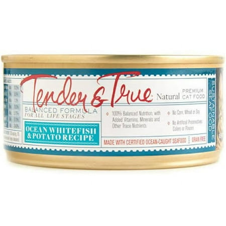 BEST BY 03/17/2025 Tender & True Cat Food Ocean Whitefish And Potato - Case Of 24 - 5.5 Oz