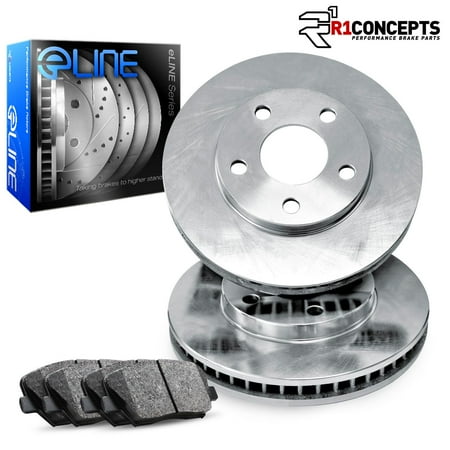 Fits 2012 Honda Civic Front eLine Plain Brake Disc Rotors & Ceramic Brake Pads