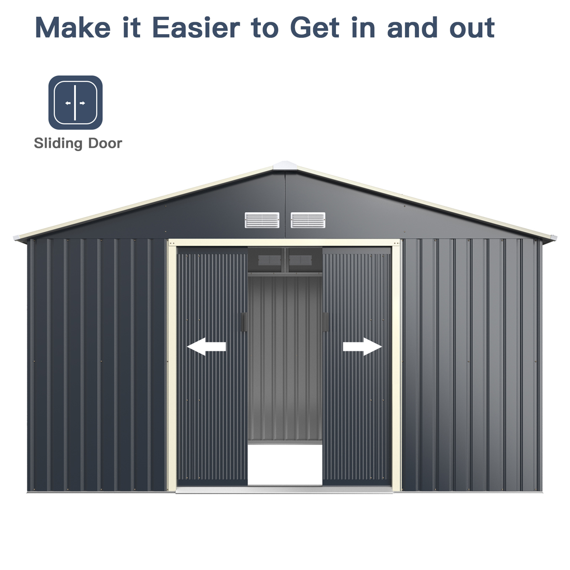 Gymax 11' x 10' Outdoor Tool Storage Shed Large Utility Storage House w/ Sliding Door - image 5 of 10