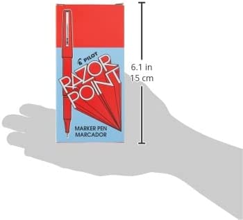 TRH-Razor Point Fine Line Marker Stick Pens, Ultra-Fine Point (0.3mm) Red Ink, 12 Units (11007)