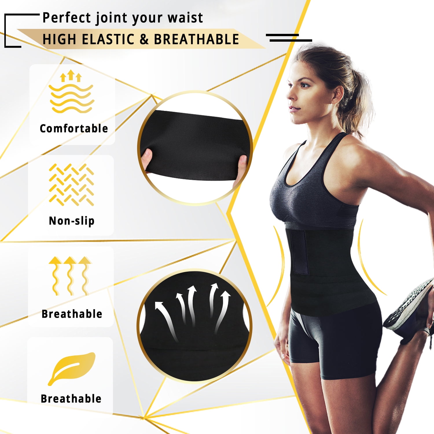 Waist Trainer Wrap For Women Plus Size Invisible Tummy Belly Band,  Adjustable Snatch Me Up Body Bandage Shaper Trimmer Sauna Belt Support  Stomach 3 M Black Wraps Around For Lower Fat Weight Loss 
