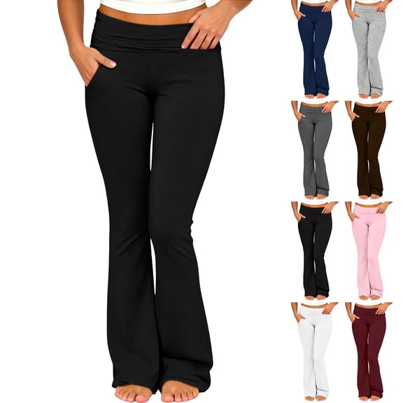 Purcolt Women's Plus Size Bootcut Yoga Pants High Waisted Tummy Control Flared Leggings with Side Pockets for Workout, Walking, Lounge and Everyday Wear