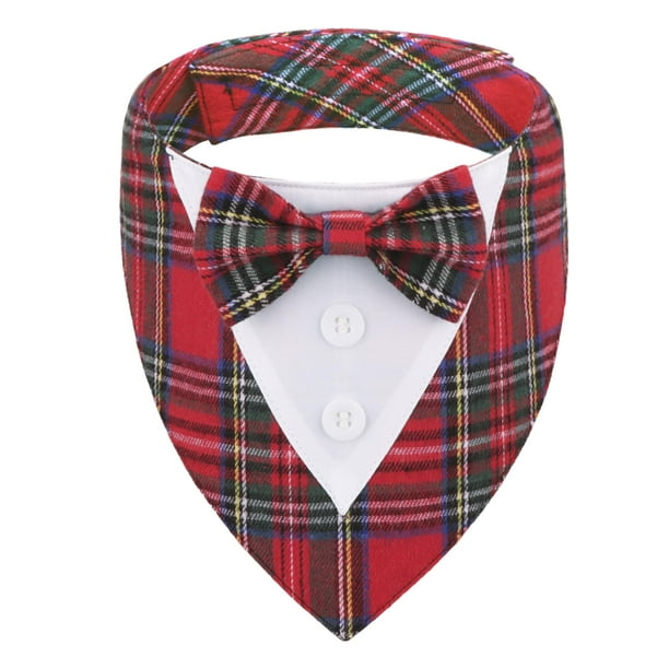 Bandana de Esmoquin para Perro ADOGGYGO con Pajarita a Cuadros Rojos XL