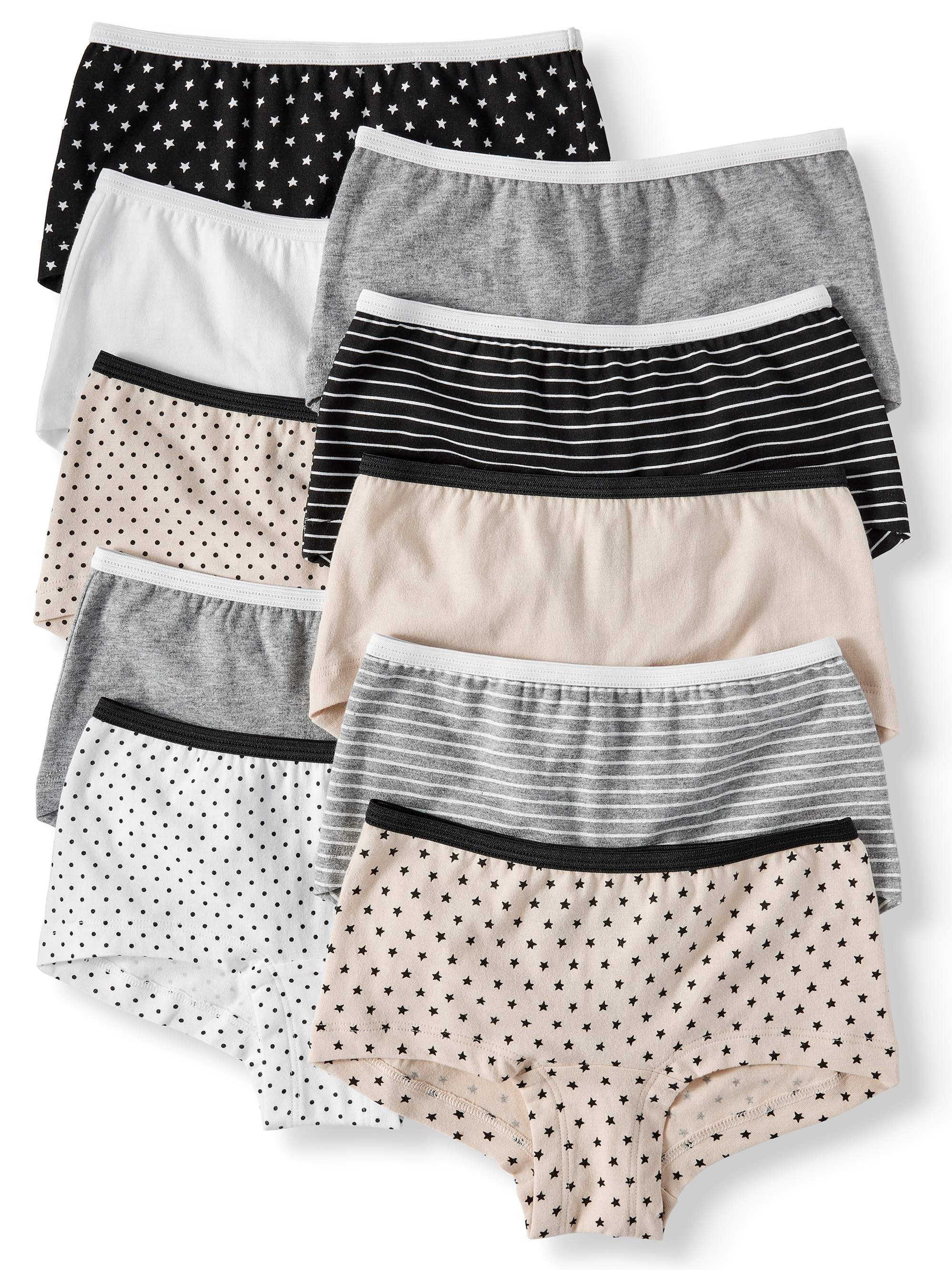 Wonder Nation Girls Boyshort Underwear, 10 Pack