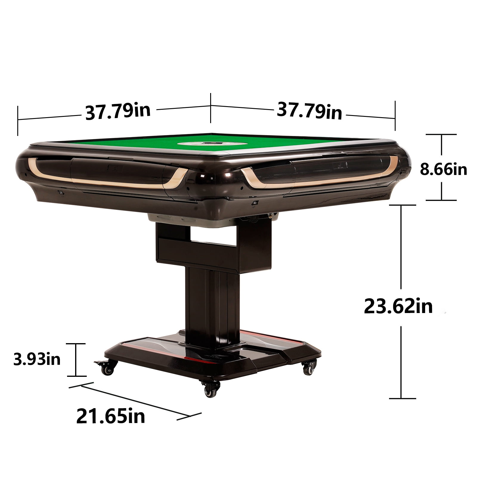 42mm Mahjong Ultra Thin Folding Automatic Mahjong Table with Wheels Foldable Style with 2 Sets of Chinese Tiles No Number (Blue & Green)