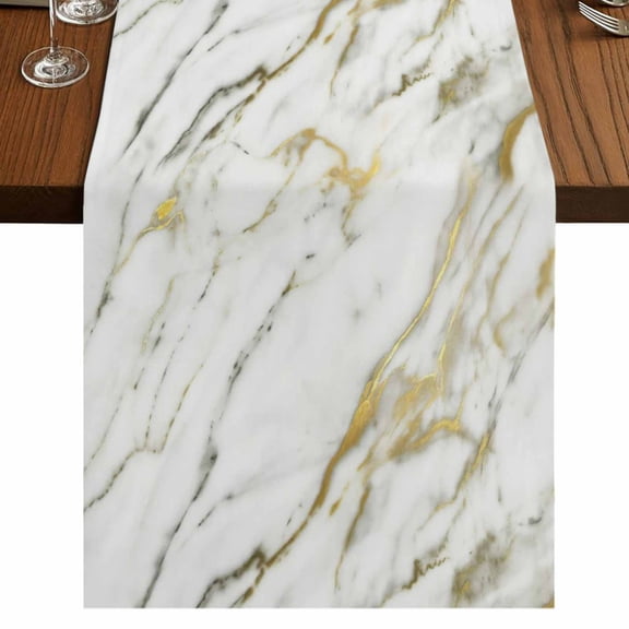 Table Runners 72 Inches Long Dress Scarves, Golden Marble Farmhouse Kitchen Table Runner, Coffee Tablerunners, Vintage Abstract Modern Art 16x72 Inch