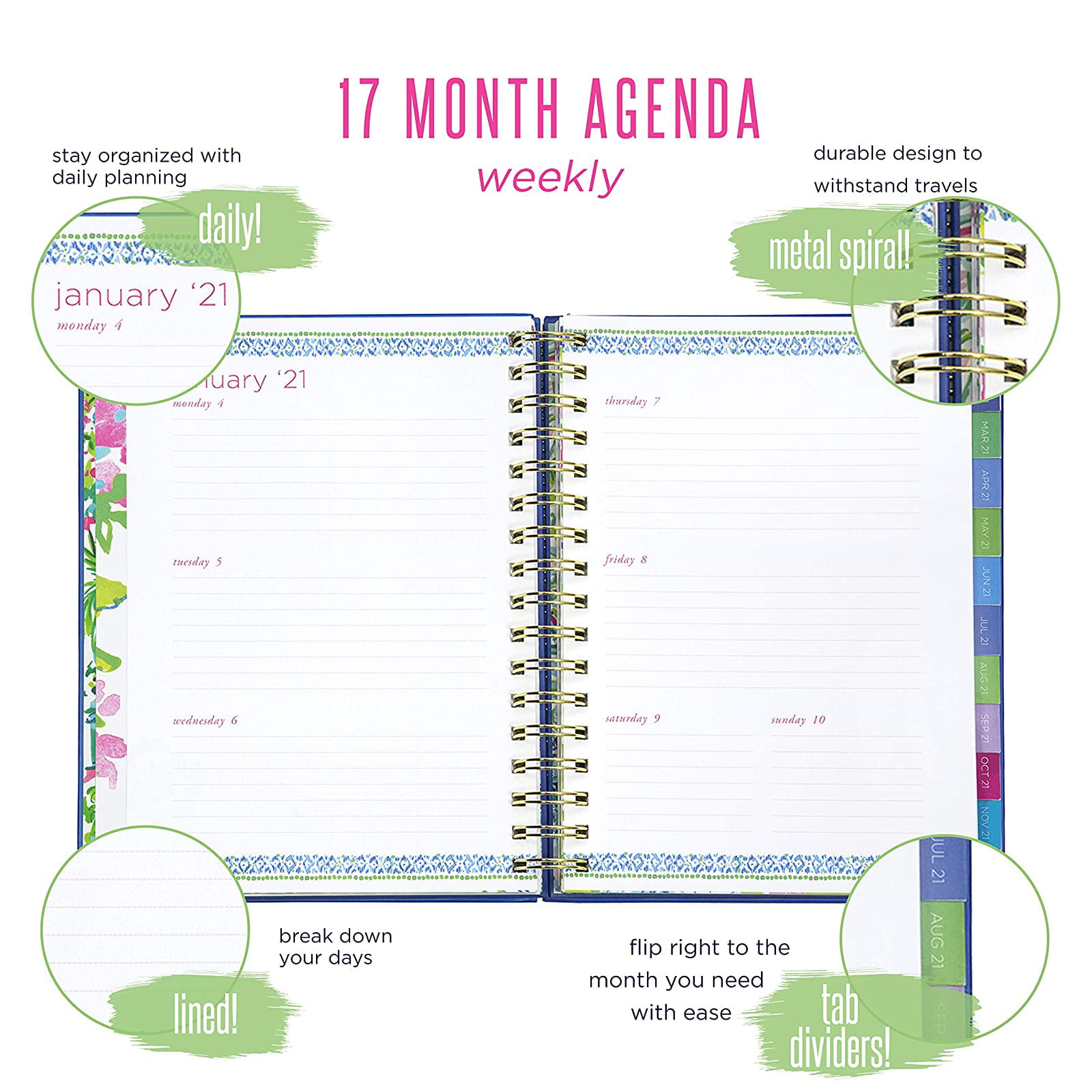 Lily Pulitzer Jumbo 2020-2021 Planner Weekly & Monthly Dec 17 Dated Aug 2020