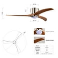 thumbnail image 3 of 52" Solid Wood Ceiling Fan with Light and Remote Control,Flush Mount Ceiling Fan with 3 Solid Wood Blades,Noiseless Reversible Motor,6 Speeds, Timeable,Ventilador for Living Room,Bedroom,Walnut, 3 of 8