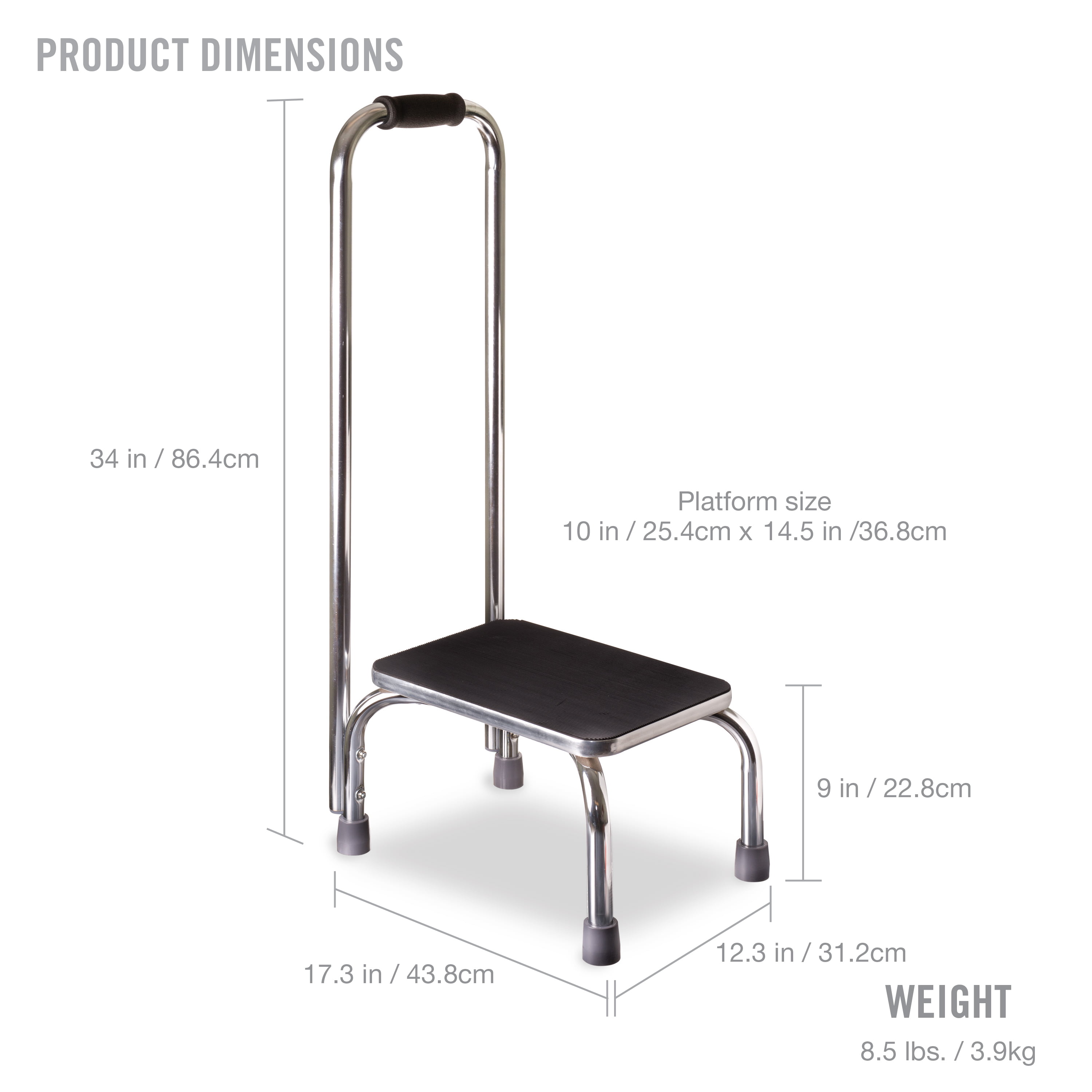 DMI Step Stool With Handle, Heavy Duty Metal for High Beds 
