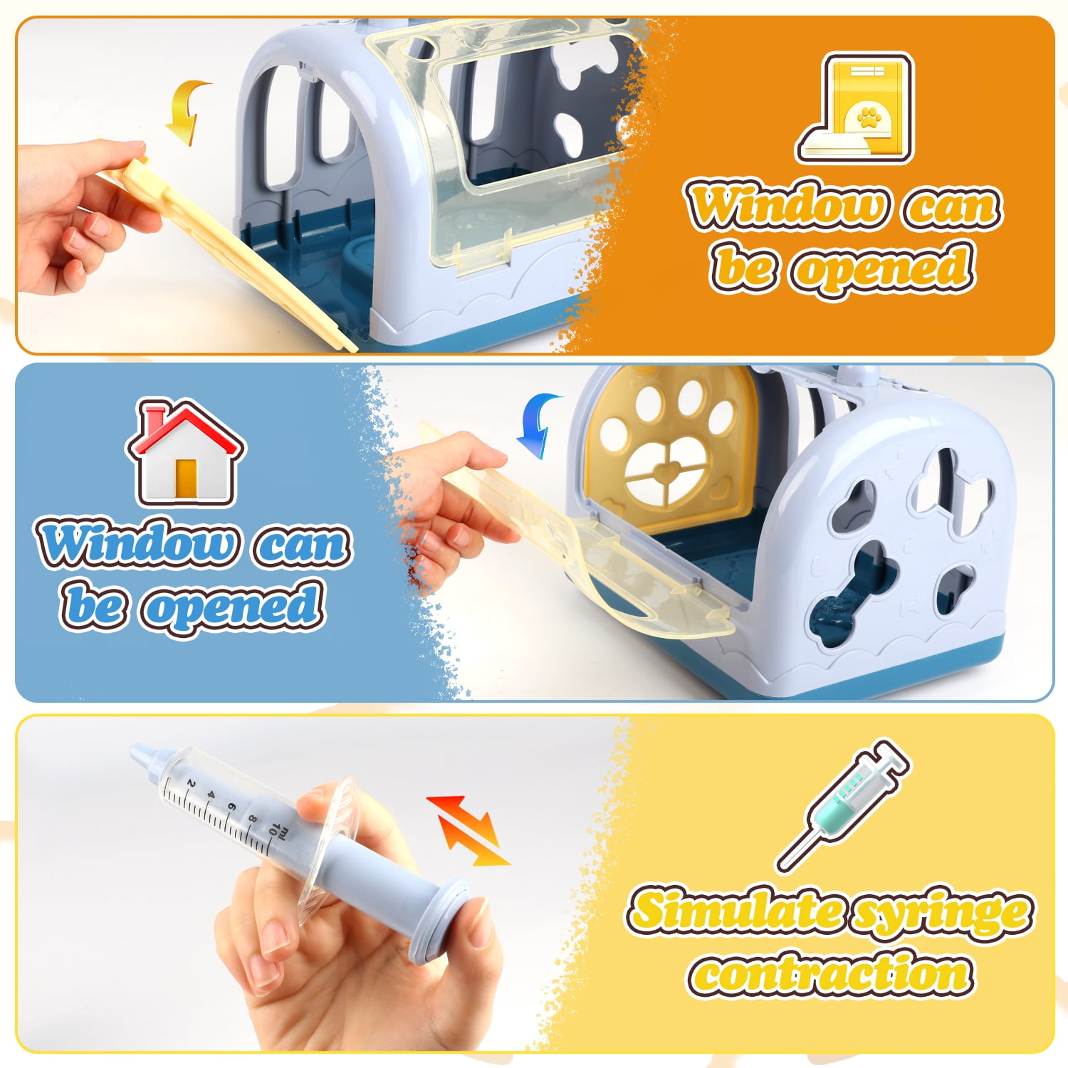 UQN Toy Veterinarian Kit for Kids, Vet Play Sets for Kids with Interactive Electric Dog and Cage, Doctor Pretend Play Toys for Boys Girls Toddlers Ages 2 3 4 5 6 7 Year Old