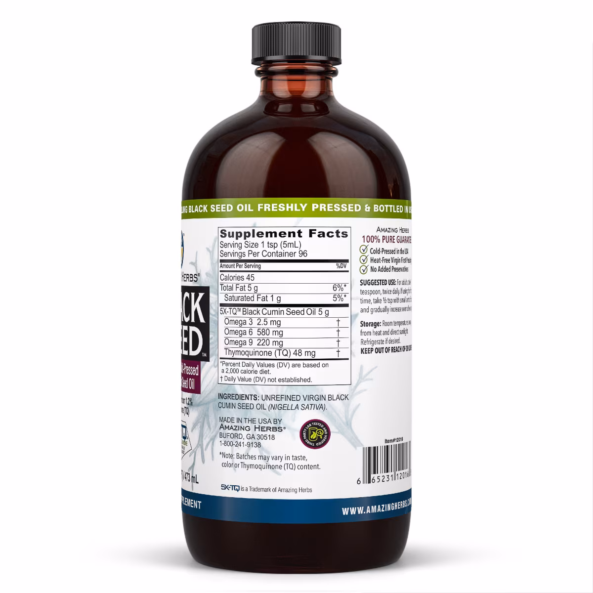 thumbnail image 2 of Amazing Herbs Premium Black Seed Oil 16oz bottle, 2 of 5