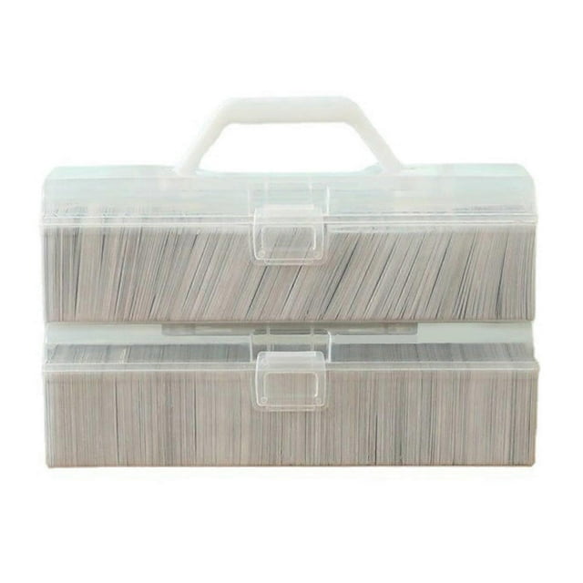 Trading Card Storage Box - Large Capacity Transparent Plastic Organizer with Handheld Flip Lid for Home Office Use