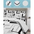 thumbnail image 3 of Quilt King Size Bedding Set, Modern Geometric Black Reversible Summer Quilt 3 Pieces, Abstract Minimalist Artwork Lines Lightweight Bedspreads Coverlets with 2 Pillow Shams for All Seasons, 3 of 5
