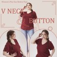 thumbnail image 5 of TIYOMI Ladies Plus Size 4X Wine Red Tops V Neck Blouses Short Sleeve Shirts Casual Summer Button Pullover 4XL 24W 26W, 5 of 7