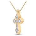 thumbnail image 2 of 10kt Yellow Gold Womens Round Diamond Small Cross Pendant 1/20 Cttw, 2 of 2