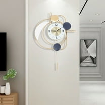 Inspired 3D Modern Golden Wall Clock with Silent Swing Pendulum, Creative Home Decor for Living Room, Bedroom, Office