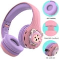 thumbnail image 5 of Riwbox Baosilon CB-7S Cat Kids Headphones Wireless/Wired with Mic, Light Up Bluetooth Headphones Over Ear Volume Limited Safe 75/85/95dB with TF-Card, Children Headphones for School(Purple&Pink), 5 of 8