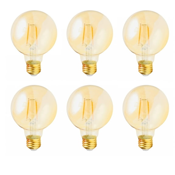 (6 bulbs) SYLVANIA LED Vintage G25 40W Equivalent, Efficient 4.5W, E26 Medium Base, Dimmable 2175K Amber Glow Light Bulb