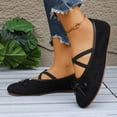 thumbnail image 4 of Womens Suede Ballet Flats with Bow & Crisscross Straps - Comfortable Everyday Casual Work Flats, Black,Size 6, 4 of 9